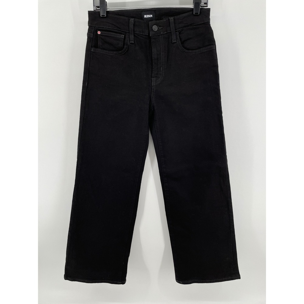 Hudson Jeans Womens 27 Black Rinse Rosalie Wide Leg High Rise Stretch Denim